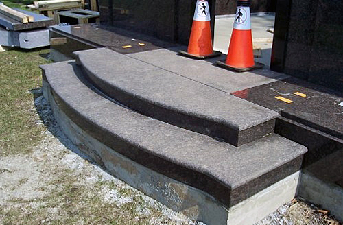 Entryway stairs to private family mausoleum.