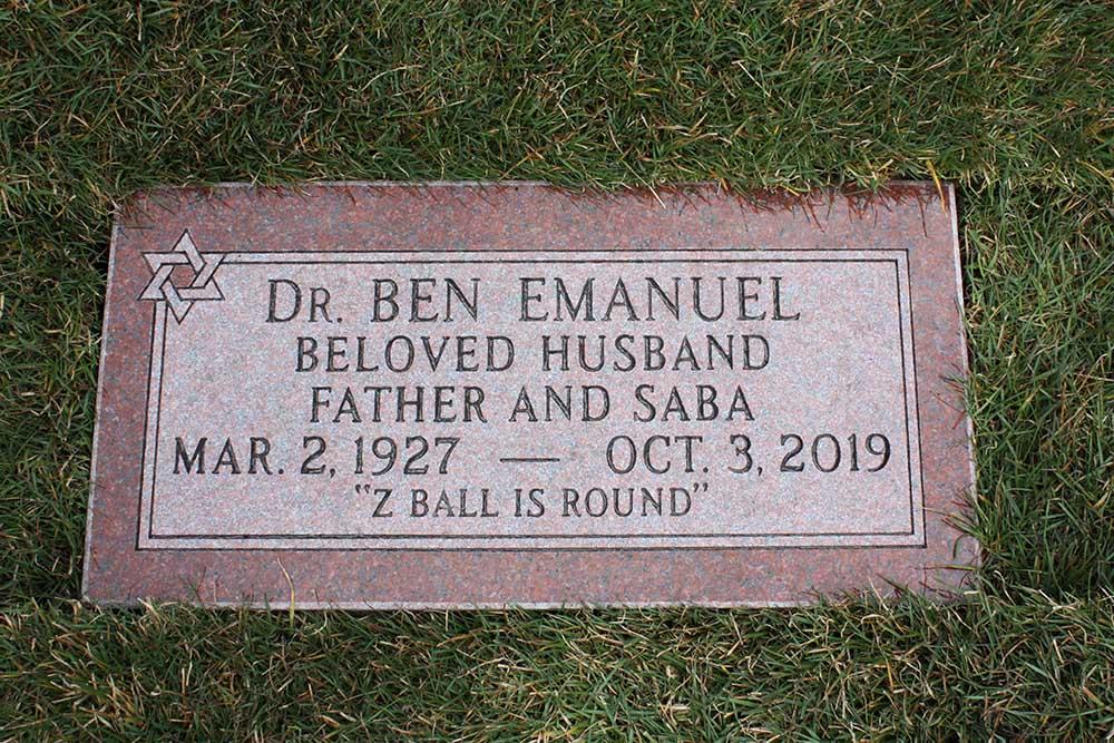 Red granite marker with Star of David