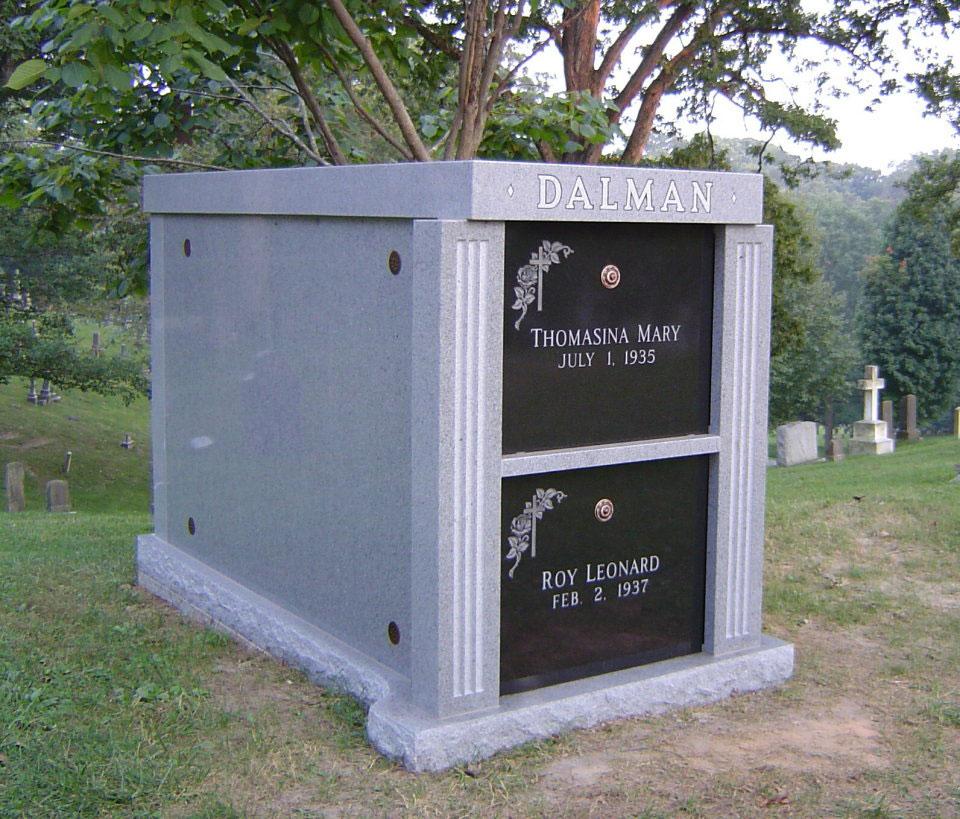 Side view of two crypt mausoleum