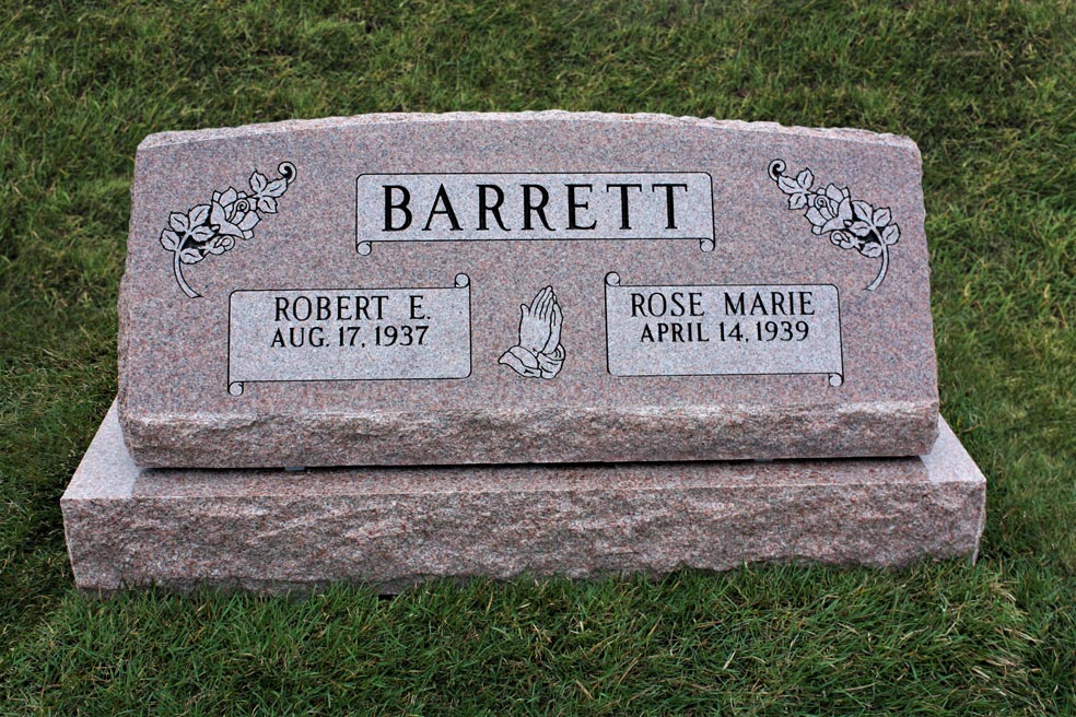 Rose colored companion slant on a base with roses and praying hands